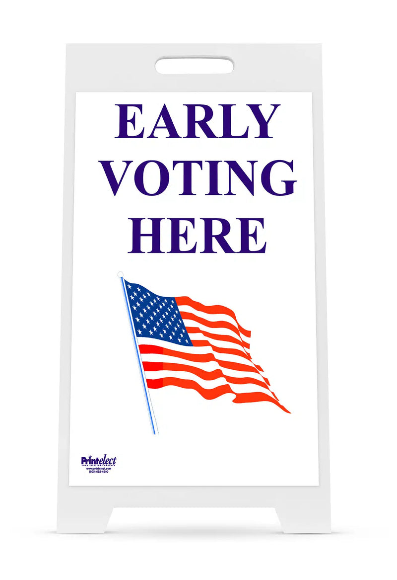Early Voting Here with Flag Sign