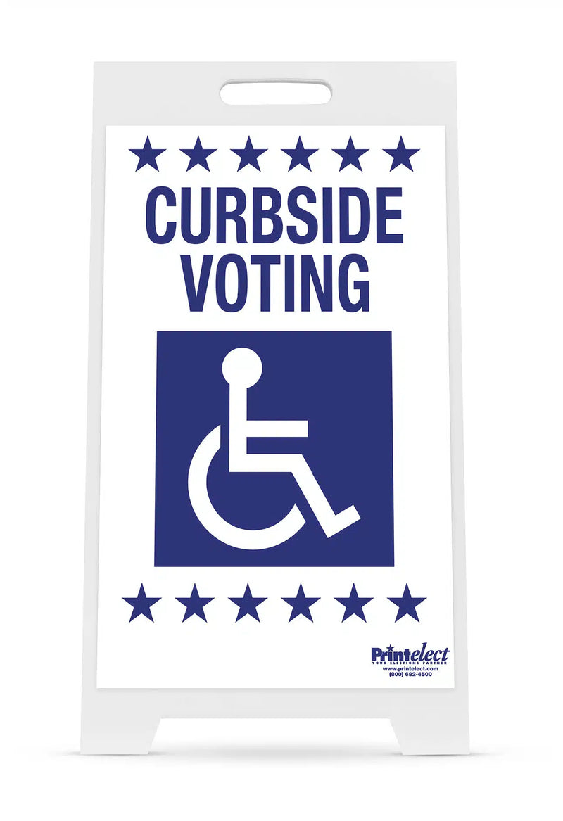 Curbside Voting with Access Symbol Sign