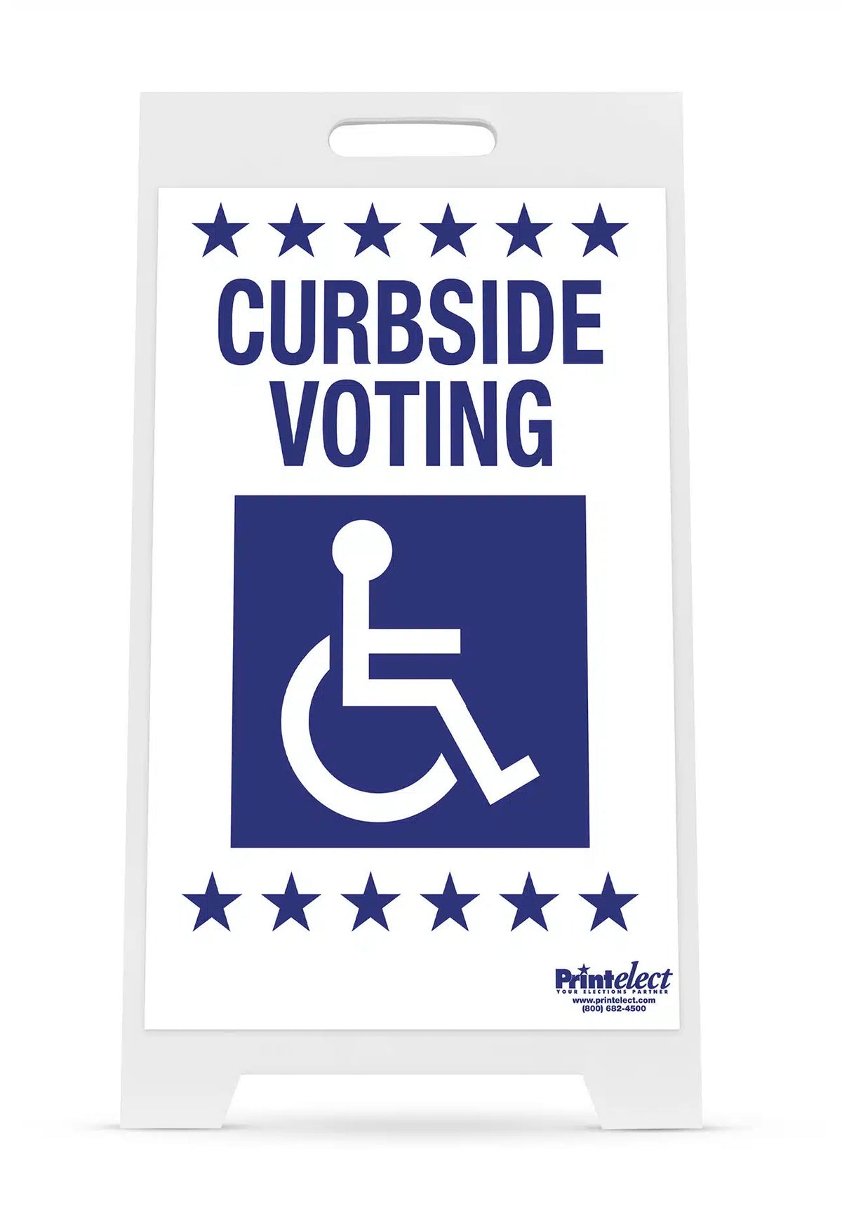 Curbside Voting with Access Symbol Sign — Printelect