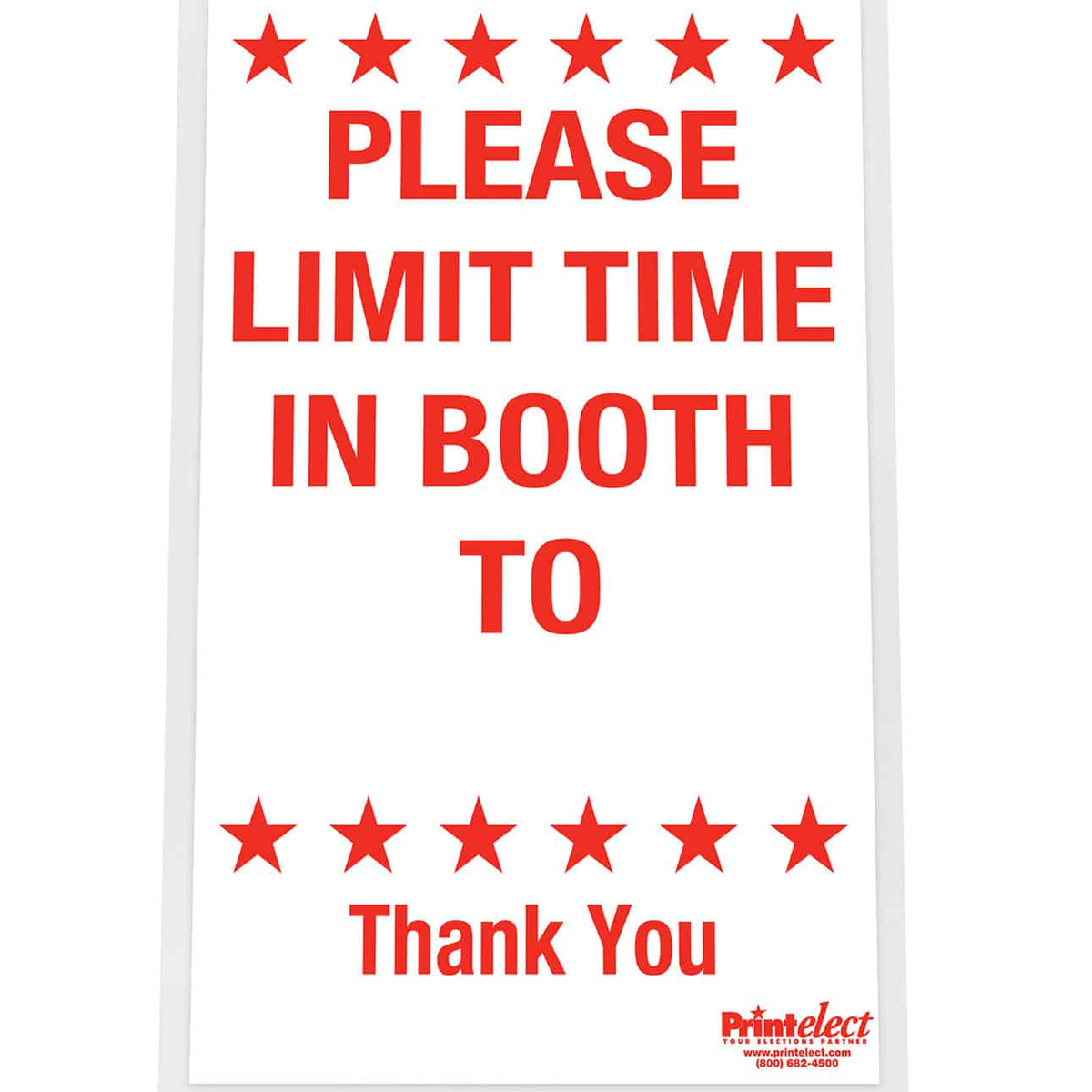 Please Limit Time in Booth Sign — Printelect