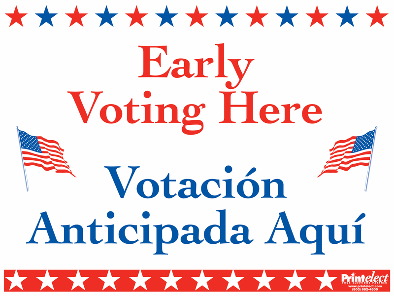 Bilingual Early Voting Here Sign (English/Spanish)