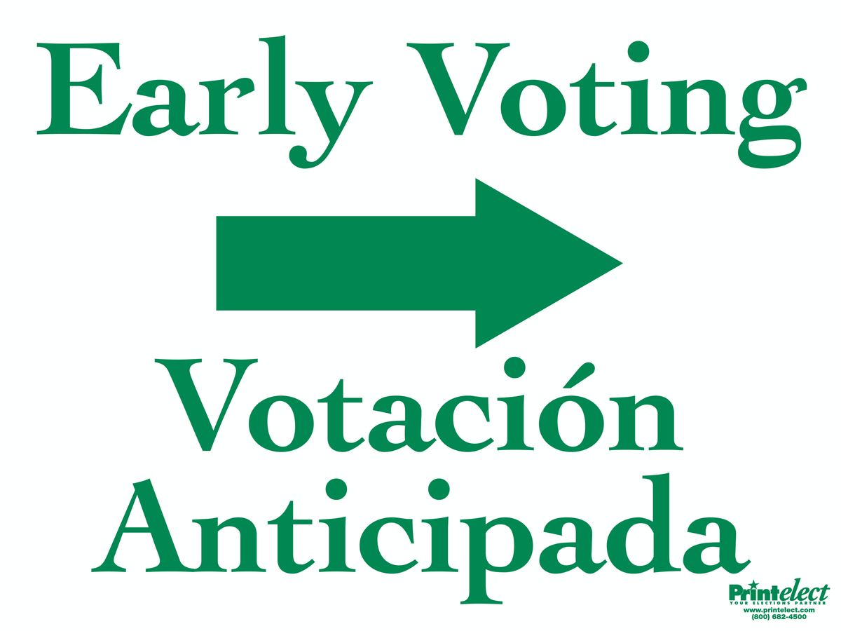 Bilingual Early Voting Sign (with Arrow) (English/Spanish) — Printelect