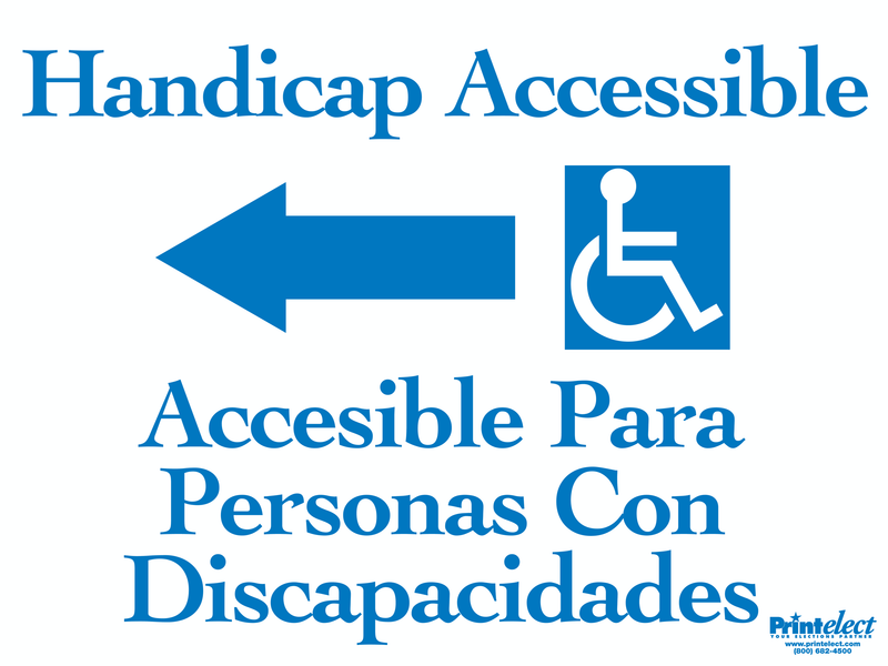 Bilingual Handicap Accessible Sign (with Arrow & Access Symbol) (English/Spanish)