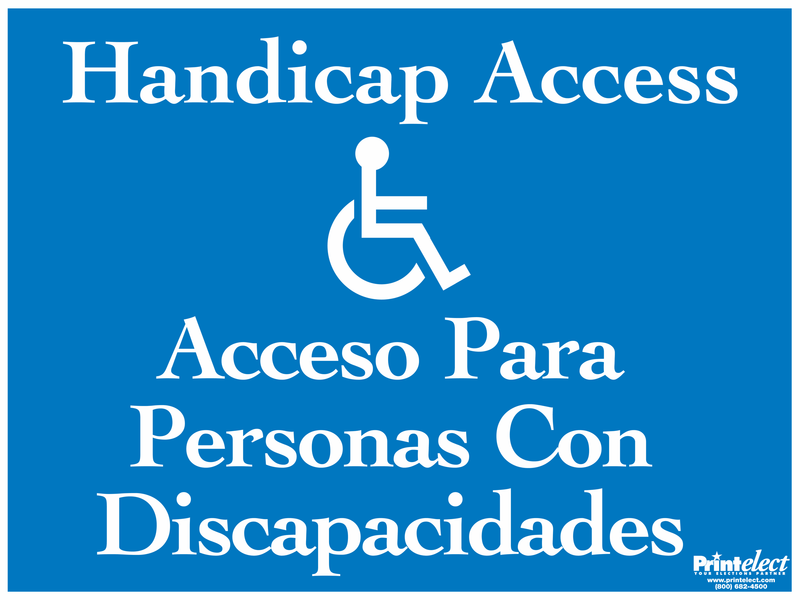 Bilingual Handicap Access Sign (with Access Symbol) (English/Spanish)