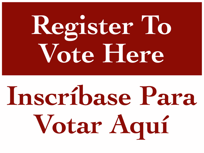 Bilingual Register to Vote Here Sign (English/Spanish)