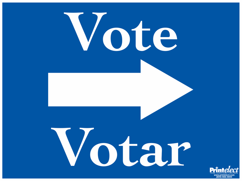 Bilingual Vote Sign (with Arrow) (English/Spanish)