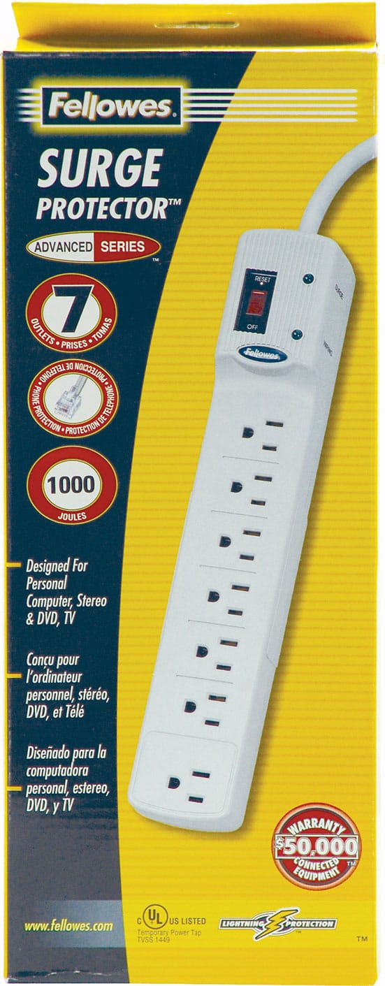 Fellowes Surge Protector 7 Outlet 1000 joules