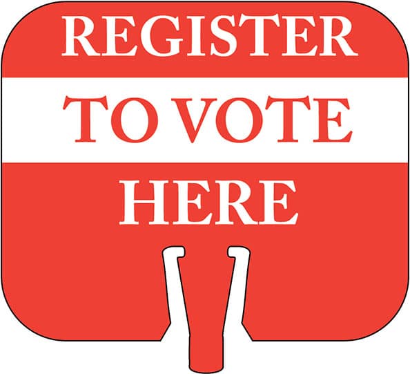 Register to Vote Here Cone Cap Sign — Printelect