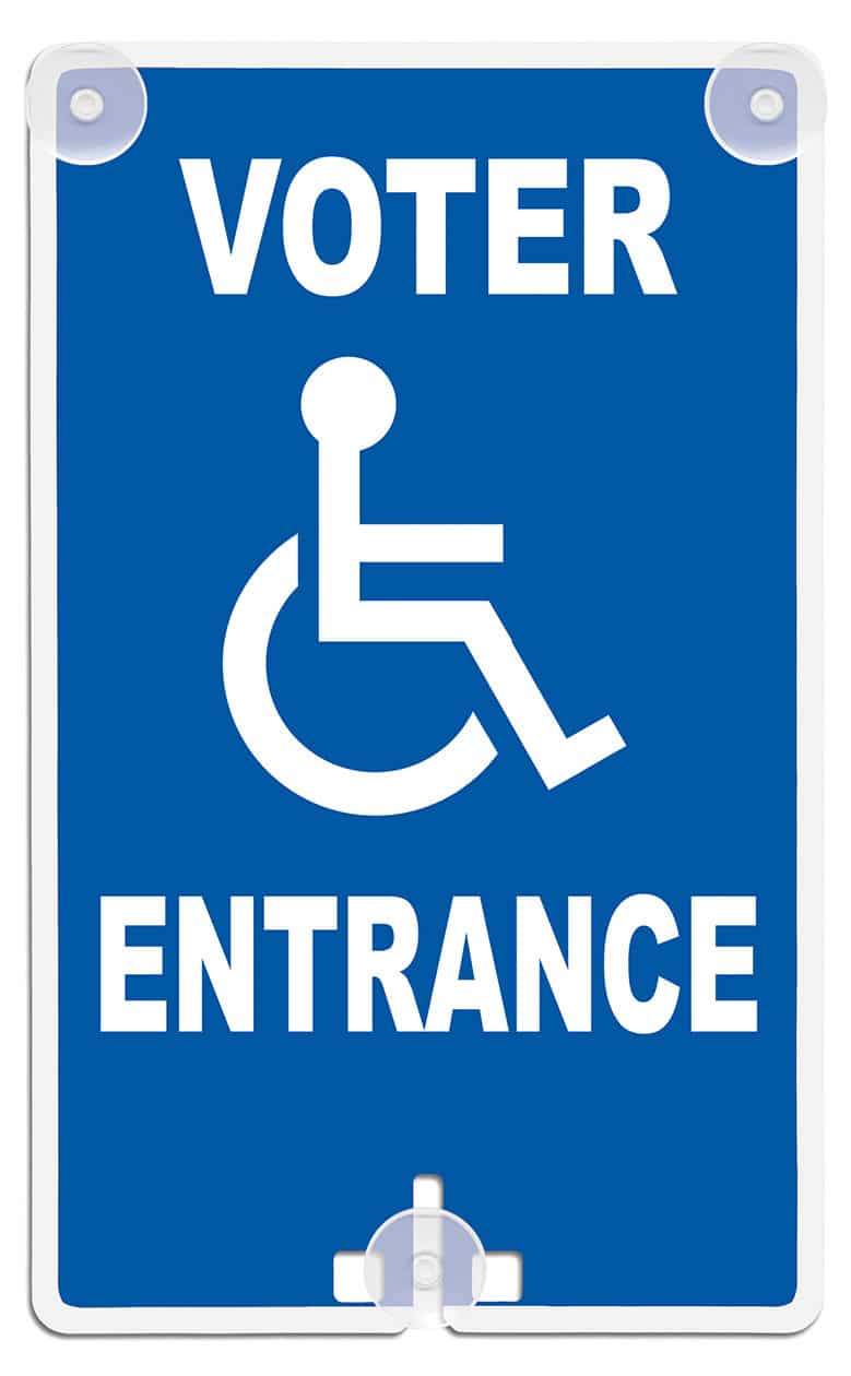 Voter Entrance (with Handicap Access Symbol) Suction Cup Sign