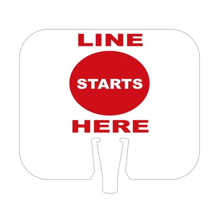 Line Starts Here Cone Cap Sign